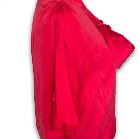 Alice + Olivia | Women’s Livvy Tie-Neck Washed Silk-blend Blouse CrossoverTop XS - Picture 3 of 11